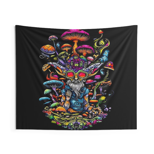 Psychedelic Mushroom Garden Tapestry