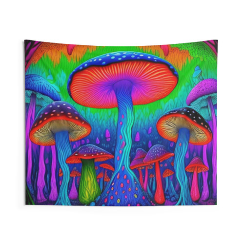 Trippy Mushroom Fantasy Tapestry
