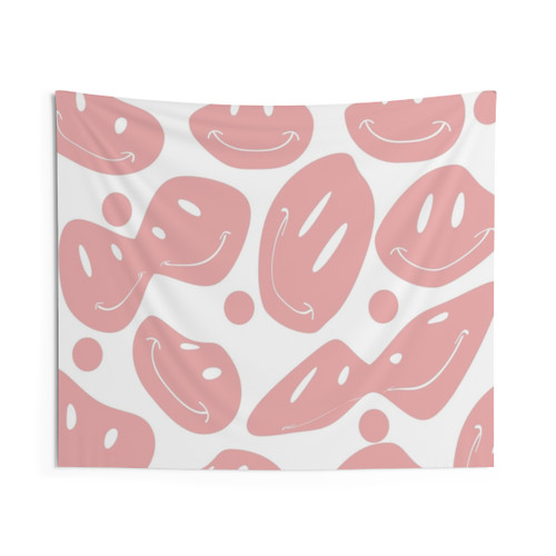 Pink Liquid Smiley Faces Tapestry