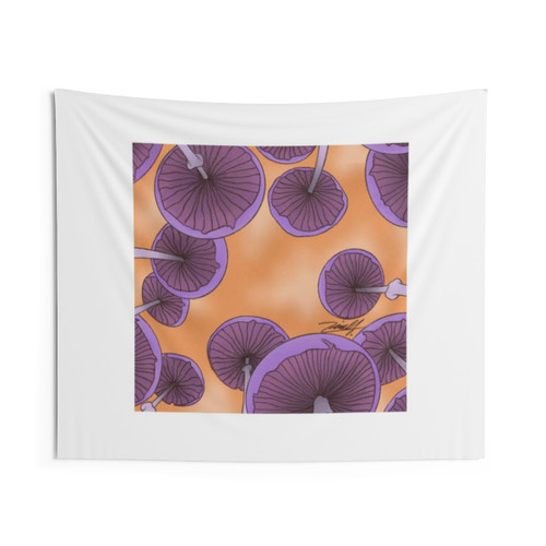Purple Mushrooms Tapestry - Whimsical Nature Wall Art