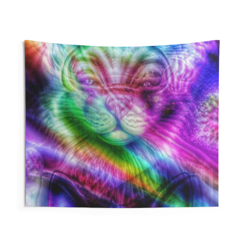 Psychedelic kids tapestry featuring bold, cartoon characters