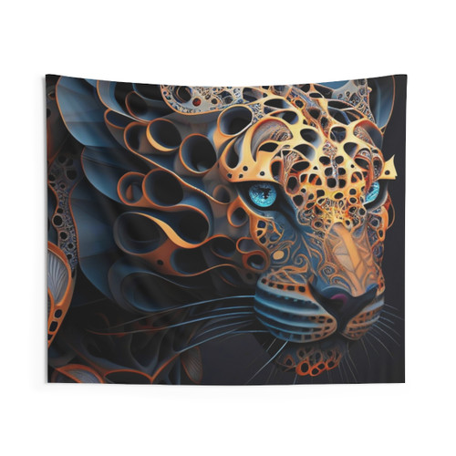 Psychedelic Fractal Jaguar Tapestry