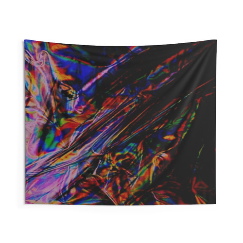 Vibrant Oil Foil Tapestry with Psychedelic Design