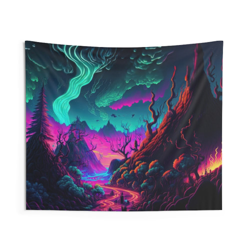 Mesmerizing Psychedelic Tapestry featuring a surreal, mind-bending landscape