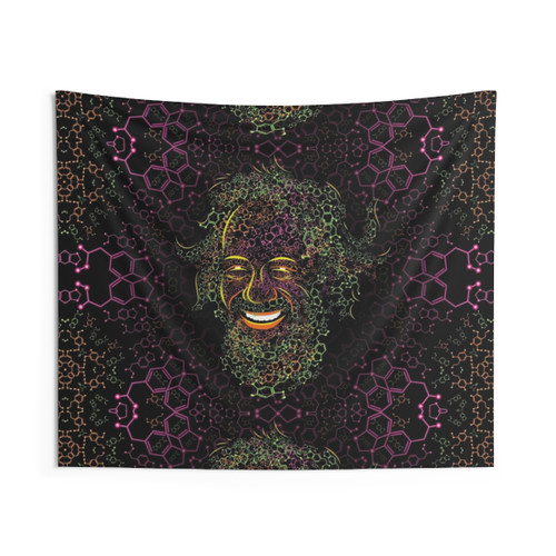 Psychedelic Portrait Tapestry with Molecular Structures of MDMA and 2C-B