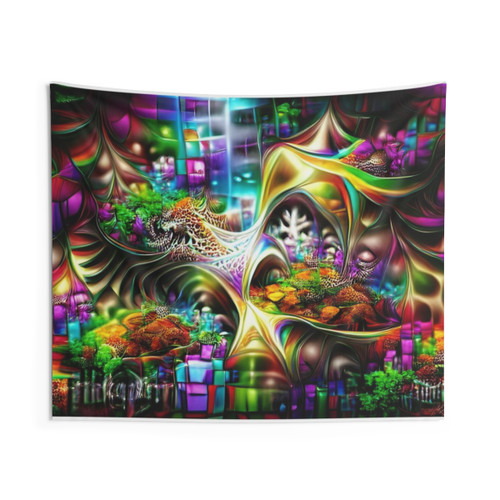 Psychedelic Playground Tapestry - Vibrant Fractal Design