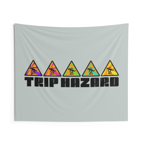 Trippy Psychedelic Warning Sign Tapestry