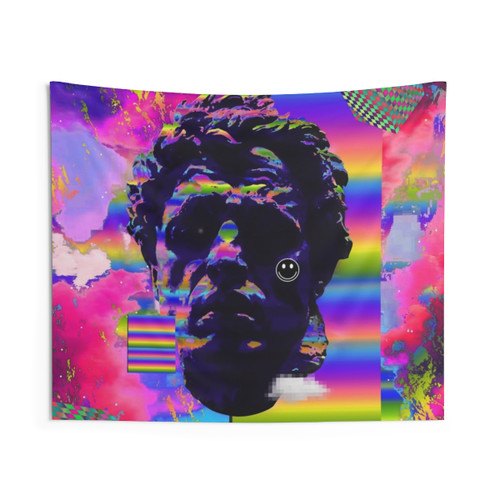 Glitchy Iridescent Statue Tapestry