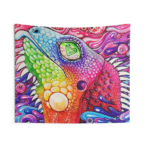 Colorful Glitter Iguana Tapestry