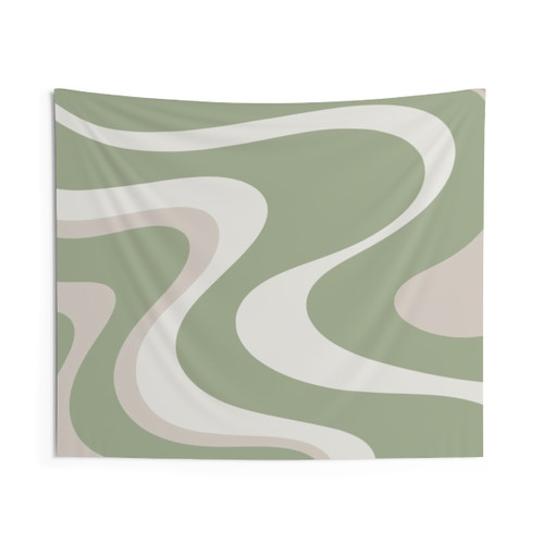 Smooth Sage Abstract Minimalist Pattern Tapestry