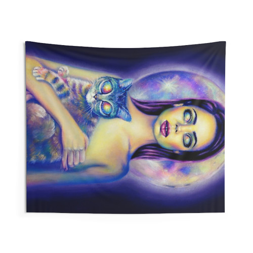 Surreal Visitors Tapestry - Colorful Psychedelic Wall Art