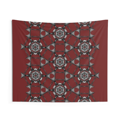 Black and White Psychedelic Geometric Design Tapestry