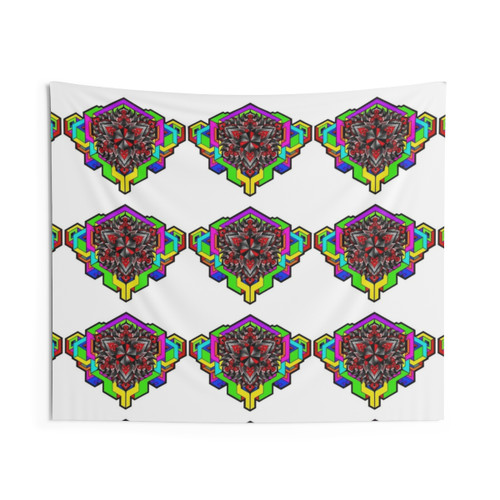 Colorful geometric mandala tapestry