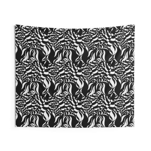 Psychedelic Black and White Pattern Tapestry
