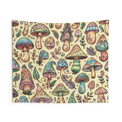 Trippy Mushroom Tapestry - Colorful Nature Wall Art
