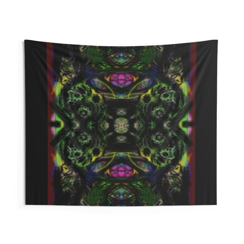 Vibrant abstract gas mask tapestry
