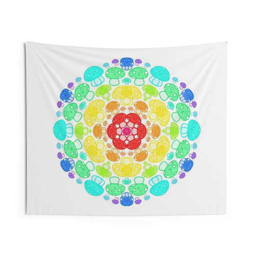 Cursed Kaleidoscope Mushroom Tapestry