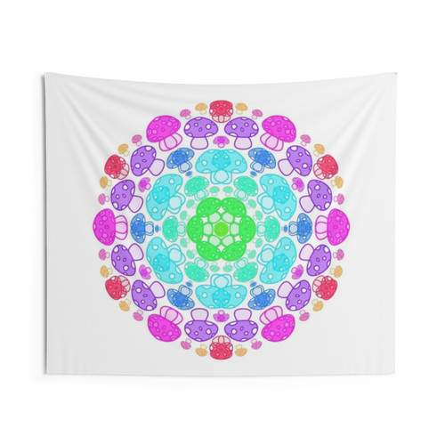 Trippy Mushroom Kaleidoscope Tapestry