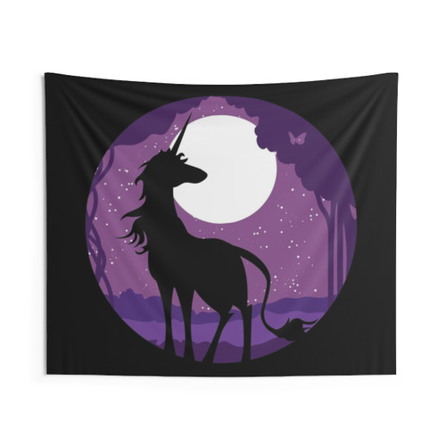 Unicorn Moon Tapestry - Fantasy Forest Wall Art