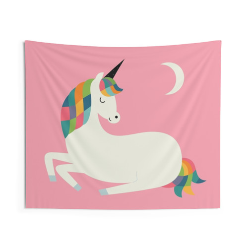 Colorful Unicorn Happiness Tapestry Wall Hanging