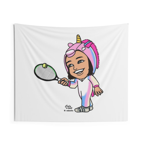 Iga Swiatek Tennis Volley Unicorn Tapestry