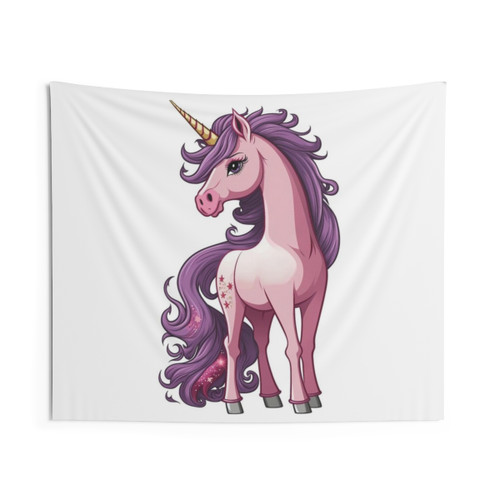Pink and Purple Unicorn Tapestry Wall Hanging