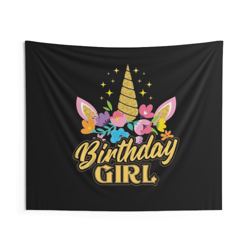Birthday Girl Unicorn Tapestry Wall Hanging