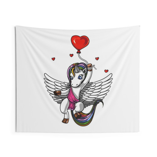 Romantic Unicorn Heart Balloon Tapestry