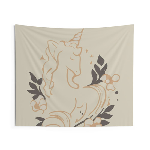 Delicate Cream Unicorn Tapestry - Fantasy Artwork