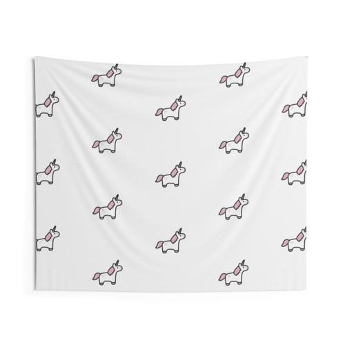 Adorable Pink Unicorn Tapestry Wall Art