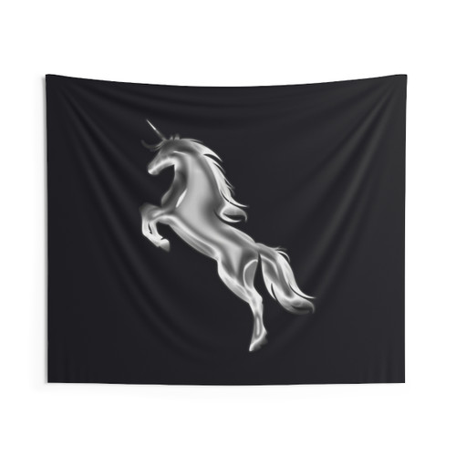 Metallic Silver Unicorn Tapestry