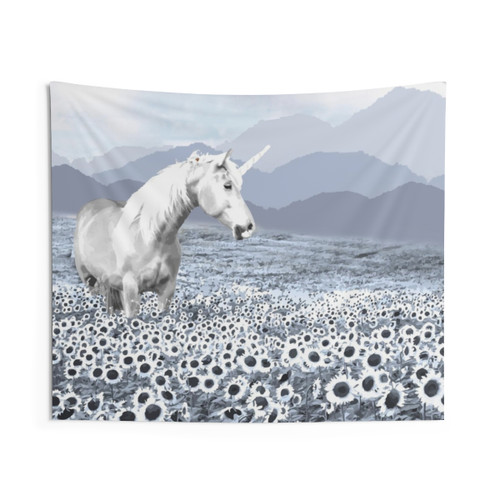 Watercolor Unicorn & Sunflower Tapestry