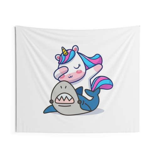 Unicorn Riding Shark Tapestry