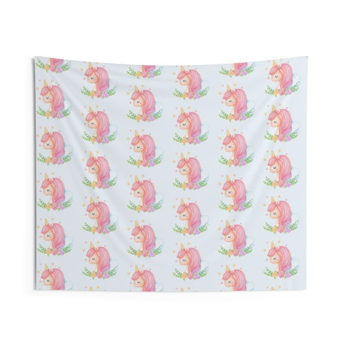 Beautiful pastel unicorn and flowers tapestry