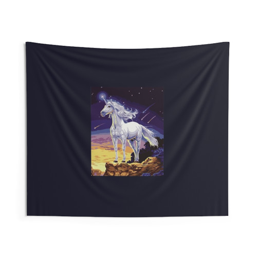 Magical Midnight Blue Unicorn Tapestry