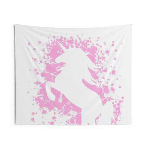 Rearing Pink Unicorn Silhouette Tapestry