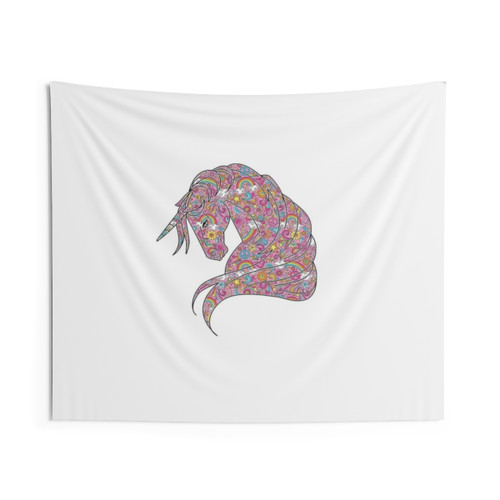Pink Unicorn Tapestry - Magical Mythical Creature Wall Art