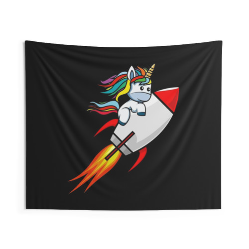 Unicorn Rocket Flight Tapestry