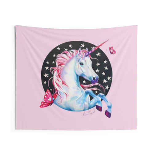 Vibrant Unicorn Tapestry by Artist Maria Tiqwah