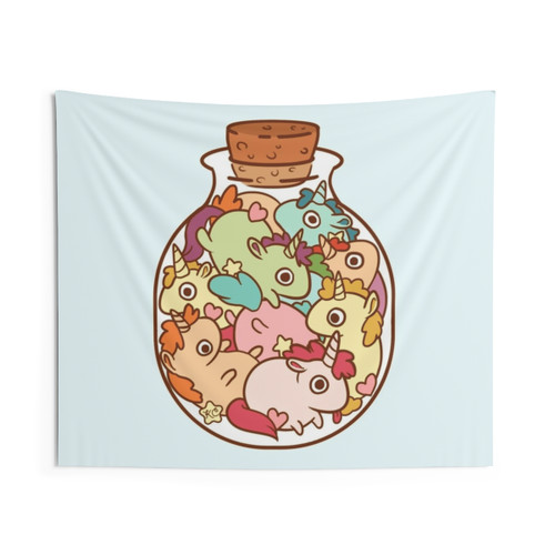 Colorful Unicorn Tapestry with Glitter and Sparkles