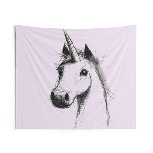 Whimsical Unicorn Sketch Tapestry