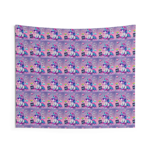 Futuristic Tech Savvy Unicorn Tapestry Wall Hanging