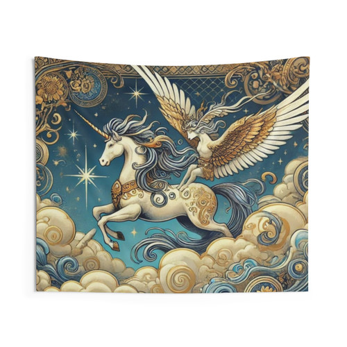 Celestial Ride Unicorn Tapestry - Fantasy Art Illustration