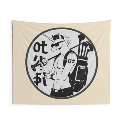 Cool Golfing Unicorn Tapestry in Japanese Street Art Style