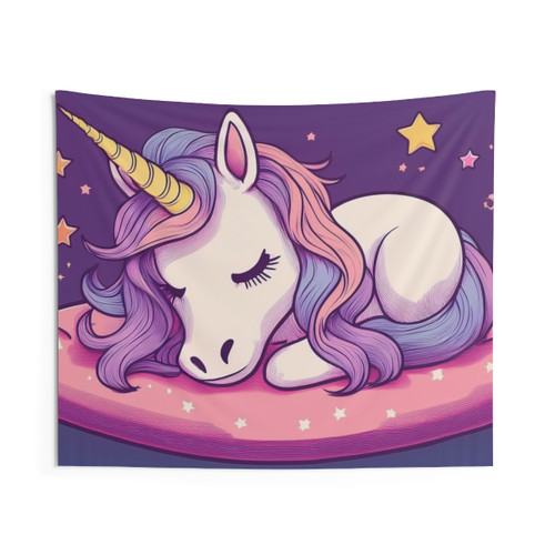 Dreaming Unicorn Tapestry - Slumbering Fantasy Wall Art
