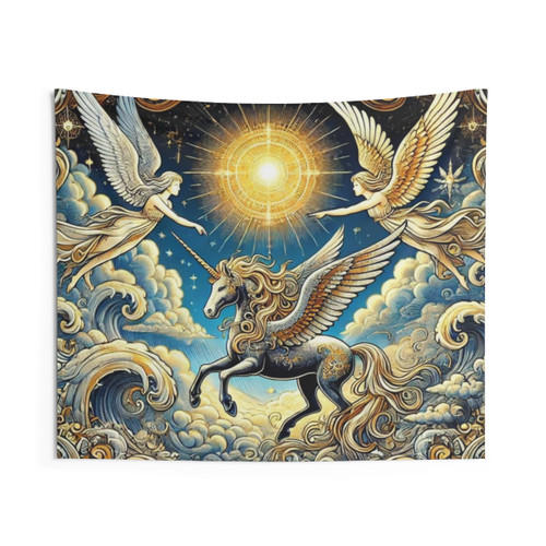 Divine Radiance Winged Unicorn Tapestry