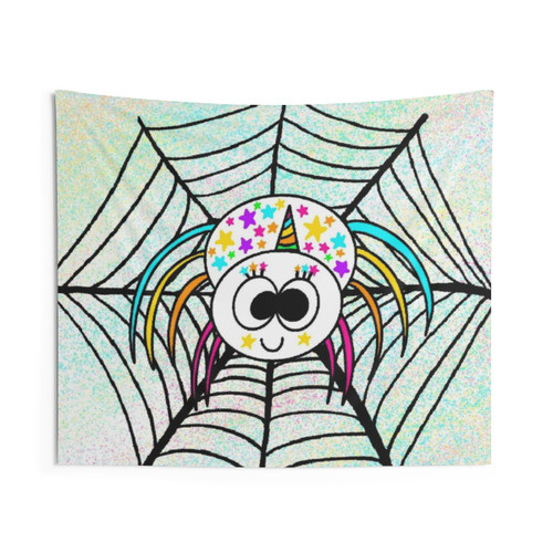 Sparkling Spider Unicorn Halloween Costume Tapestry