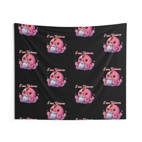 Cute Unicorn Octopus Sipping Bubble Tea Tapestry