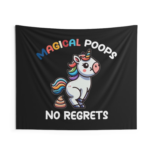 Colorful Pooping Unicorn Tapestry