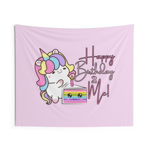Adorable Kawaii Unicorn Birthday Tapestry